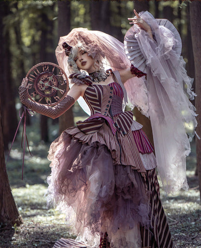 【予約商品】ストライプグリッドファンタジードレスセット＋アシメチュールスカート＋ベール