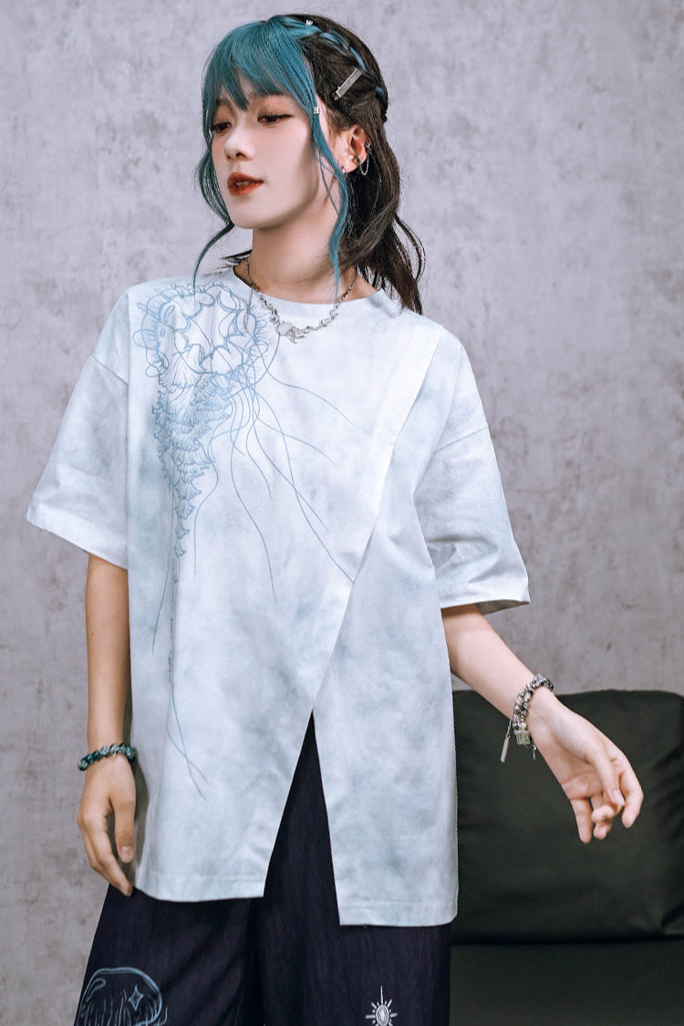 Drop Shoulder Printed Tie Dye Shirt