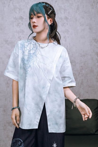 Drop Shoulder Printed Tie Dye Shirt