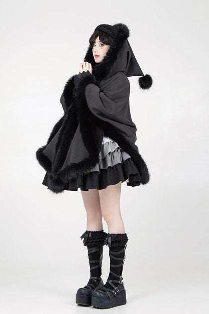 Gothic Dark Furfudy Cape Court