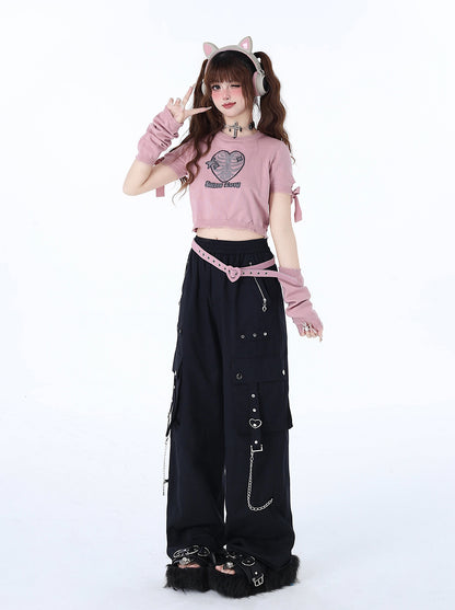 [2.10 limited time 95% off] bionic chip original sweet cool subculture niche design hot girl knitted short top