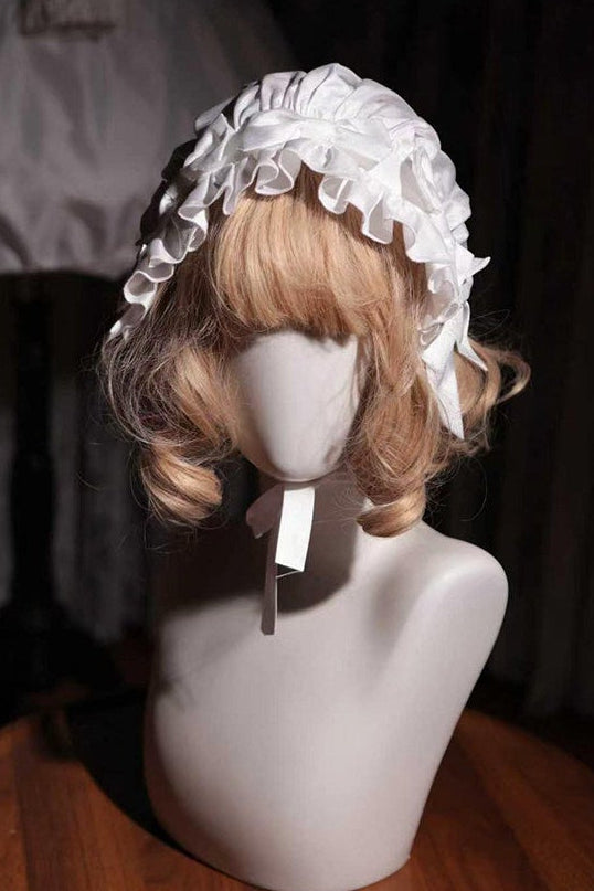 [November 15 Reservation Deadline] White Doll Style Front & Back Two-Way Ruffle Ribbon Lolita Dress (Short/Long) + Matching Shorts (Short/Long) + BB Hat
