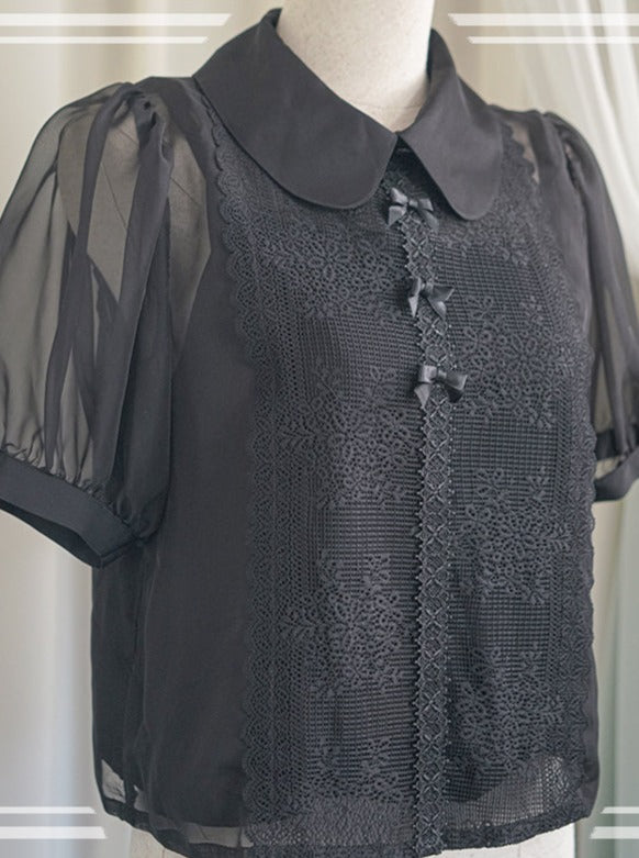 Sheer puff sleeve shirt + inner camisole