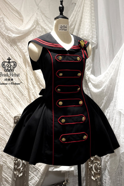 Black Red Navy Large Hem Backless Dress
