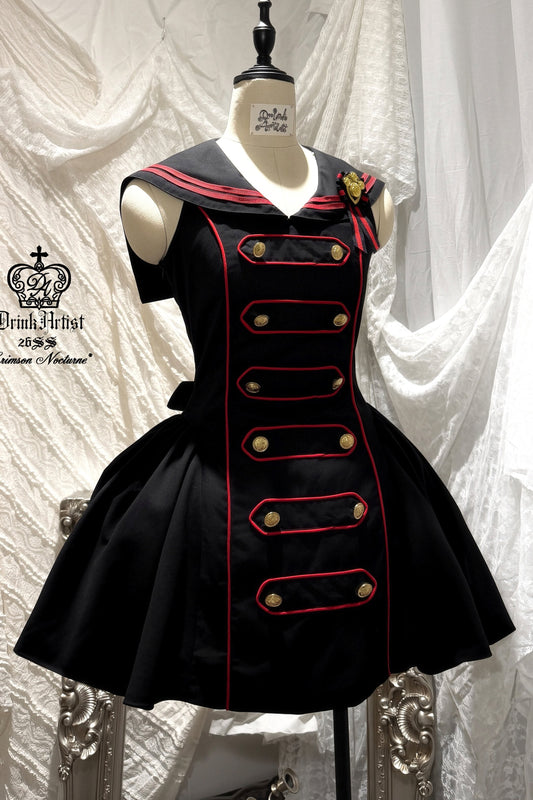 Black Red Navy Large Hem Backless Dress