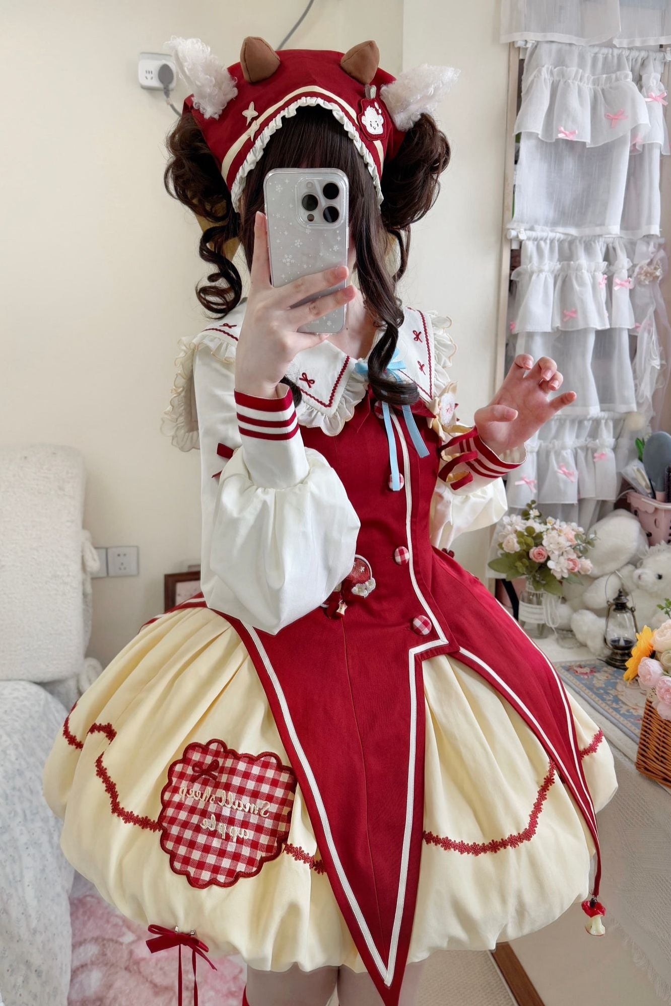 Fairy Tale Little Sheep Apple Balloon Clown Dress Suit + Accessories