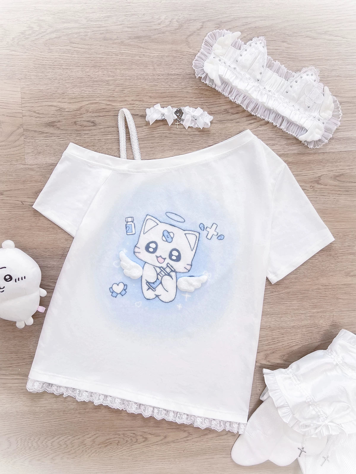 【天使界隈】エンジェルナースキャットTシャツ