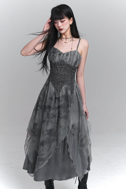 Ghost Girl Gray Suspender Dress