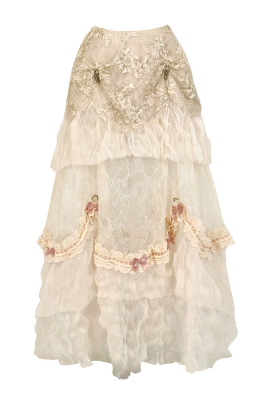 French Elegant Lolita Long Skirt + Hip Cushion Brace Skirt + Big Bow