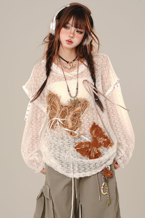 Loose Slim Butterfly Knit Top