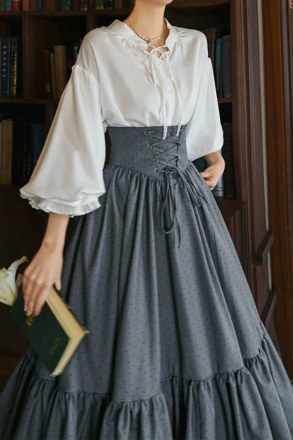Retro High-Waist Polka Dot Skirt