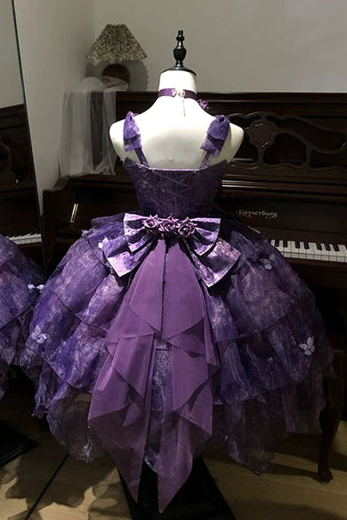 [Pre-order Deadline: May 23] Wisteria Purple Ribbon Tulle Tiered Fairy Corset JKS Dress