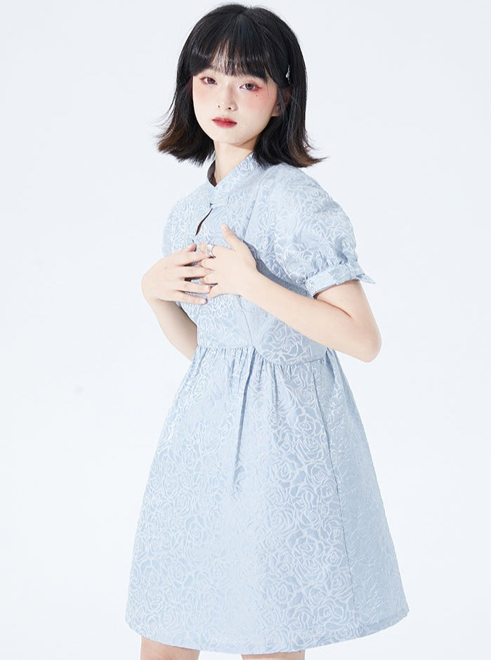 rose jacquard buckle cheongsam dress