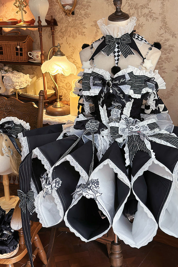 【12月8日予約締切】サーカスロリータエレガントレトロゴシックピエロドレスセット＋アクセサリーコンプリート