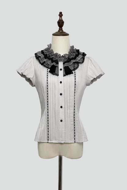 [Pre-order Deadline: May 19] Gray-Black Classic Lolita Top, JSK One-Piece & Bow Tie 3-Piece Ensemble
