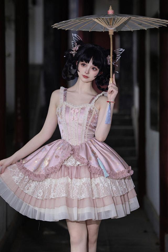 Sweet Suspender Dress + Chinese Set + Necklace + Inner + Sleeve