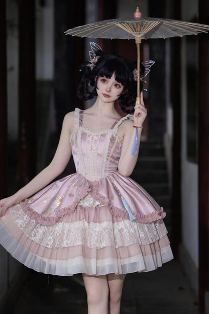 Sweet Suspender Dress + Chinese Set + Necklace + Inner + Sleeve