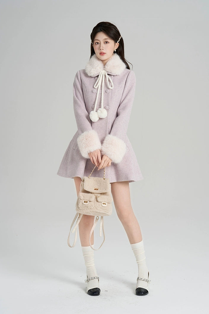 パープルウールンウィンターコート