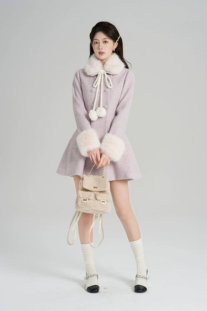 パープルウールンウィンターコート