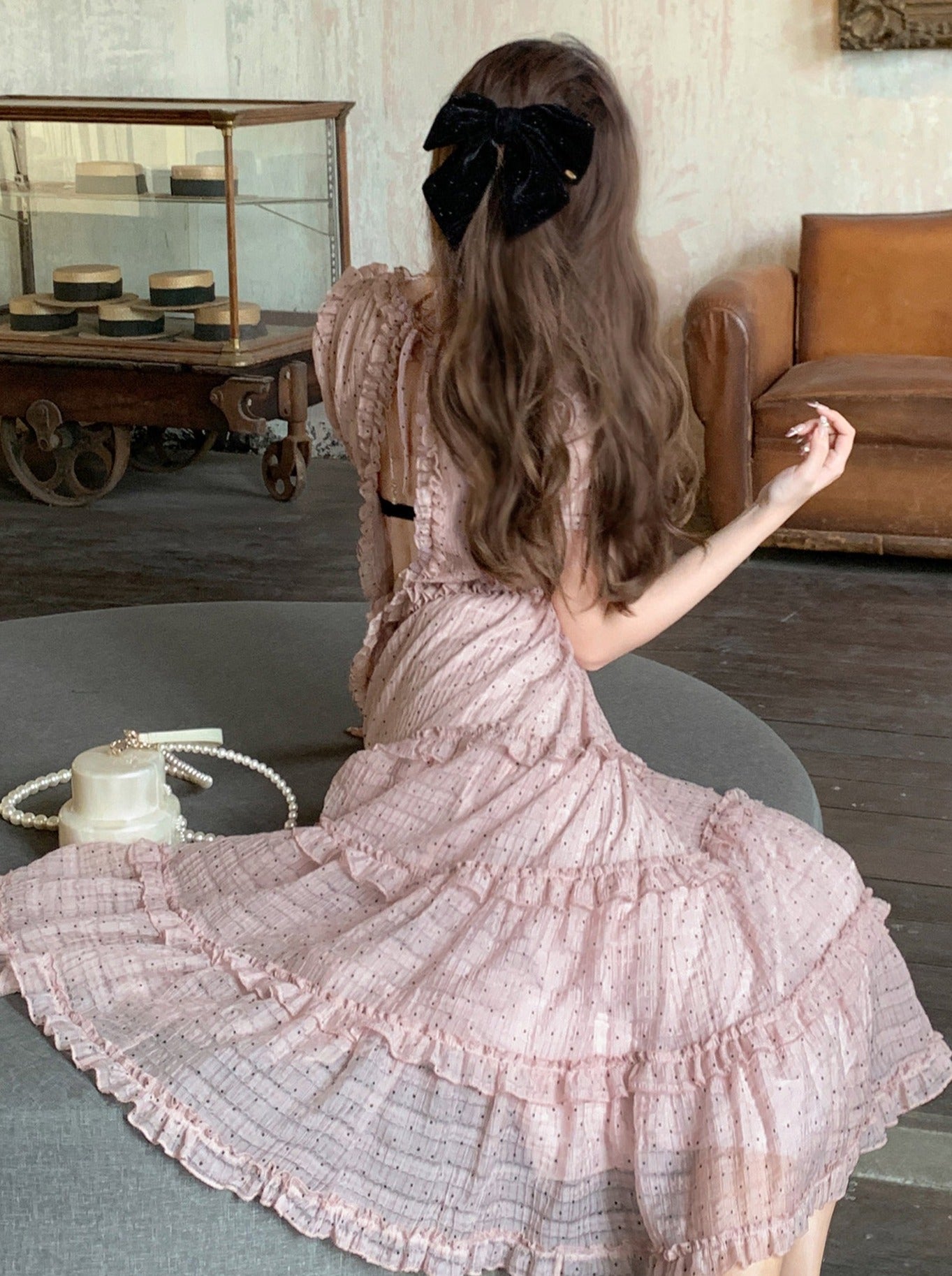 [Reservations] Dusty Pink Ruffle Top + Pink Tender Cake Long Skirt