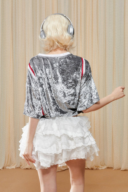 Irregular Cake Half Lace Skirt