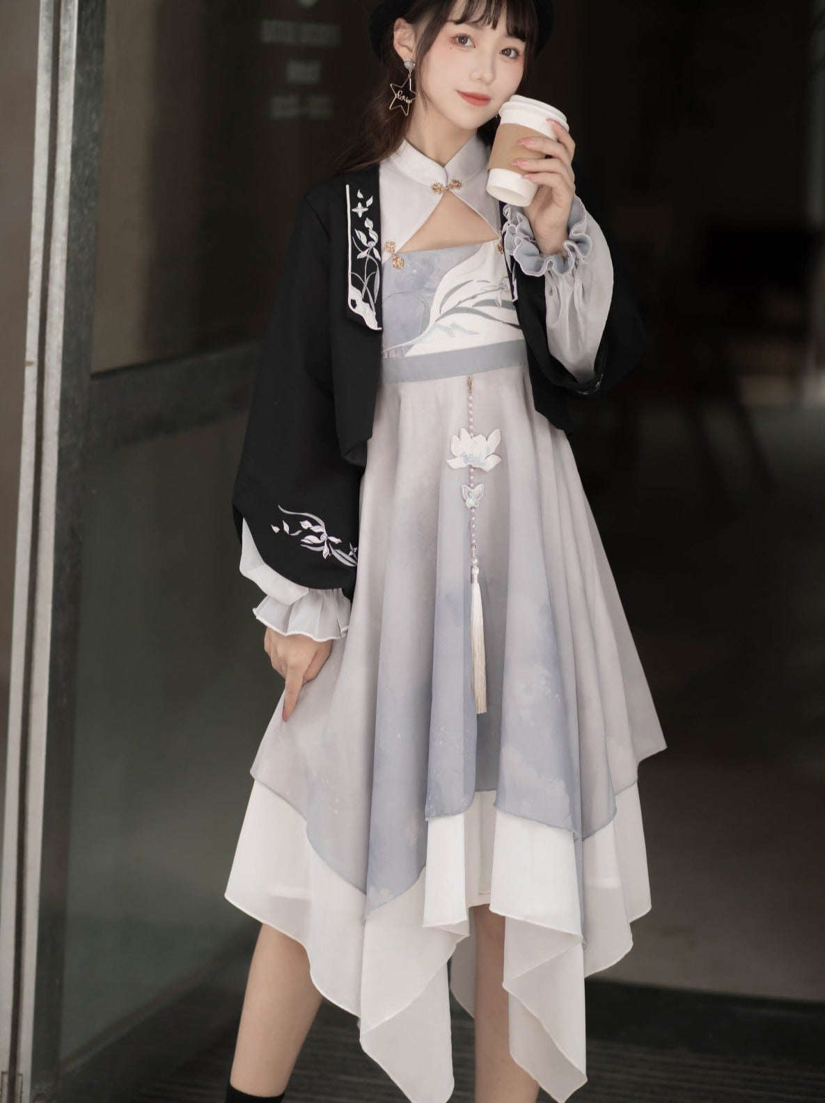 China Embroidery Irregular Dress + Jacket