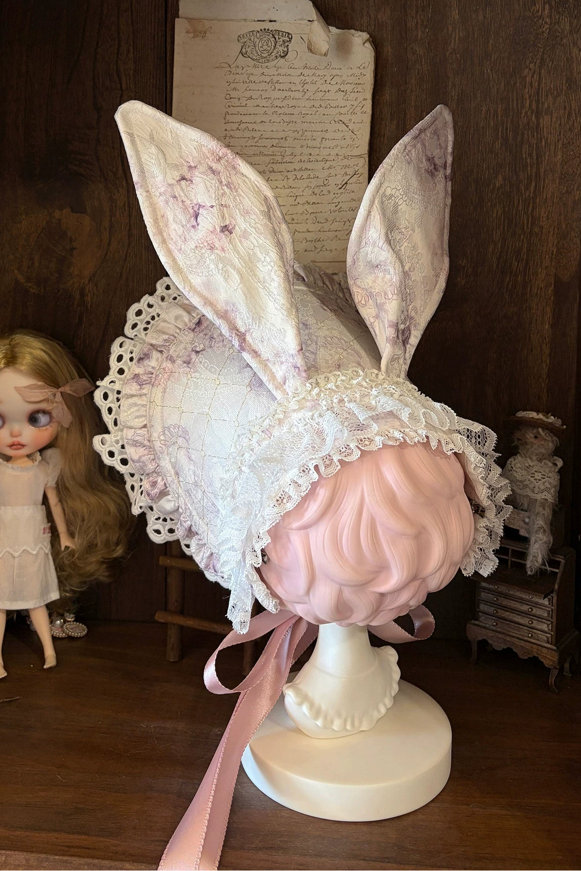 [Vorbestellschluss: 10/6] Accessoires der Castle-Bunny-Serie in Rosa/Schwarz [Hasenohren-Häubchen/Choker/Schleppe/transparente Ärmel (abnehmbare Ärmel)/Brosche/bedruckte Glockenärmel (abnehmbare Ärmel)]