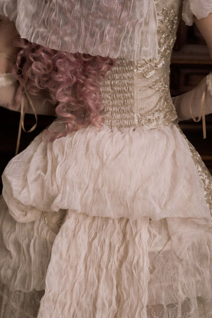 French Elegant Lolita Long Skirt + Hip Cushion Brace Skirt + Big Bow