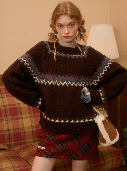 Retro Christmas Fair Isle Pullover Sweater