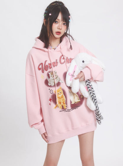 Cat Hooded Girly Hoodie