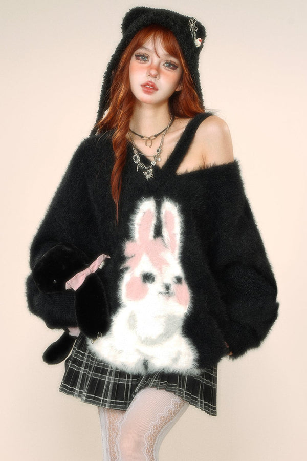 ヴィンテージオフショルダーミンクウールトップ