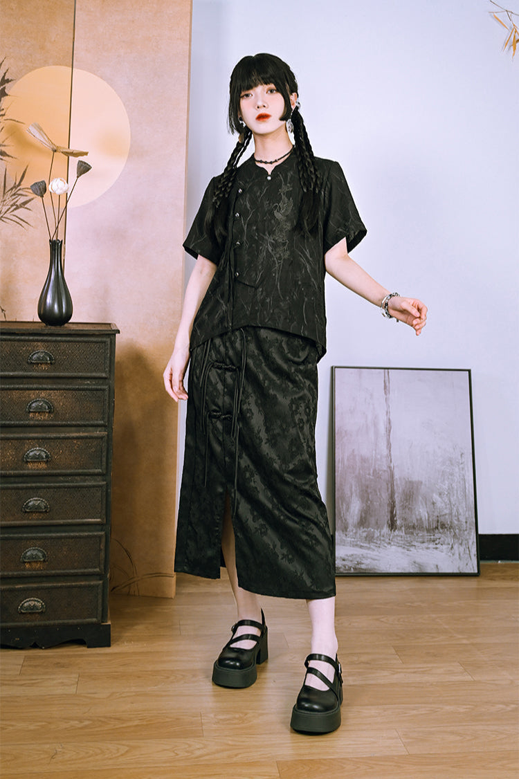 Retro China Tassel Stand Collar Shirt