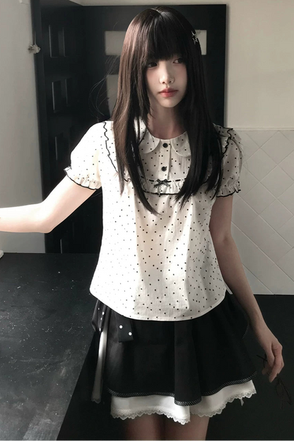 ポルカドットドールトップス+スカート