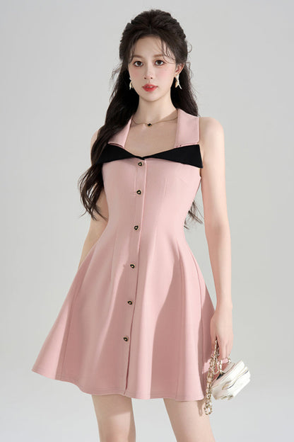Robe nuisette française rose trapèze