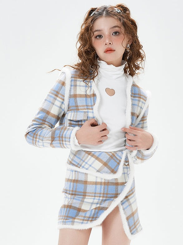 Veste courte Checkfur + Ash Checkex Jupe