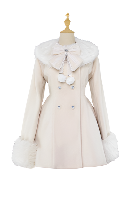 [Reservation product] Fur and lace color wool short coat