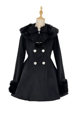 [Reservation product] Fur and lace color wool short coat