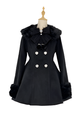 Fur and Lace Collar Wool Short Coat