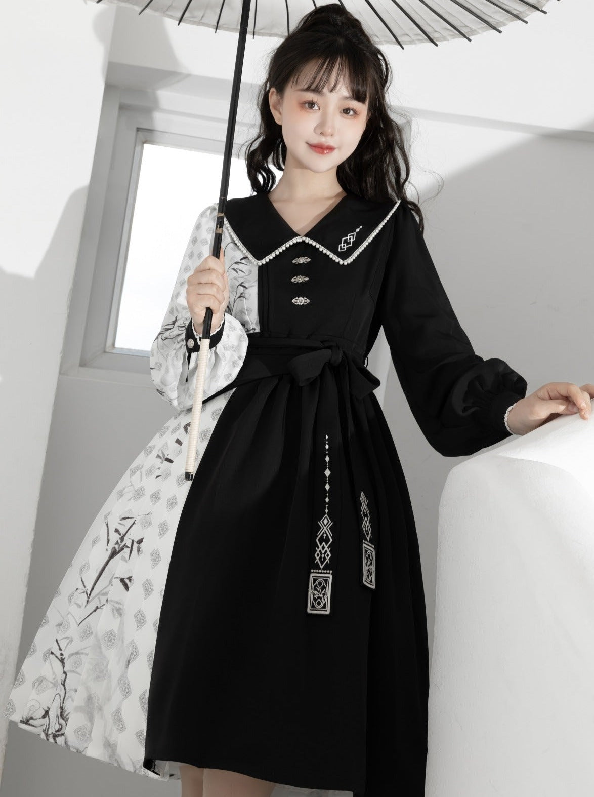 Asymmetrical design china dress