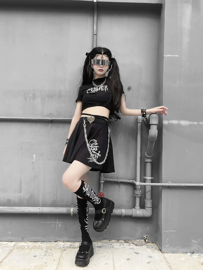 Dark Gothic Chain Abyss High Waist Skirt