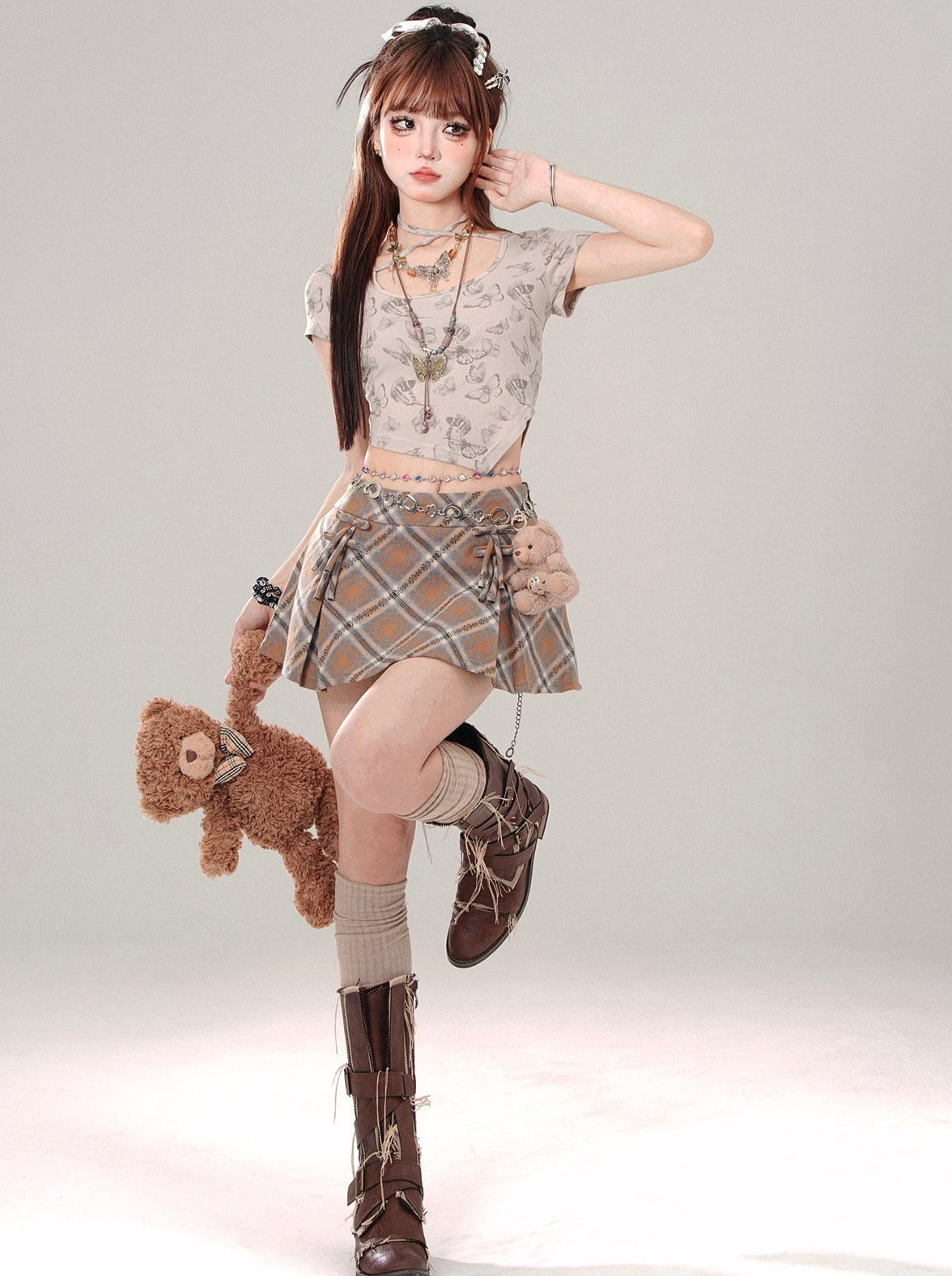Check A-line Short Skirt – Belchic