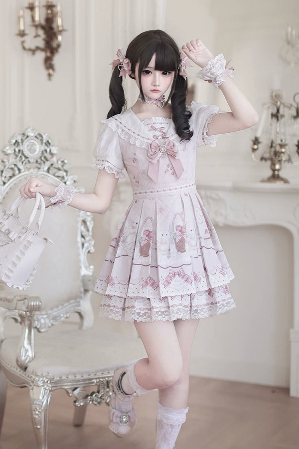 [Pre-order Deadline: April 15] Strawberry Rabbit Sailor Collar Lace Ribbon Dress Matching Set + Complete Set + Accessories