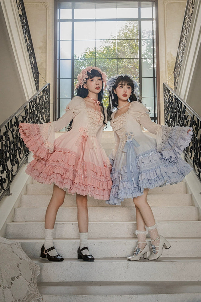 [Reservation Product] Frilled Gradient Princess Lolita Dress Set