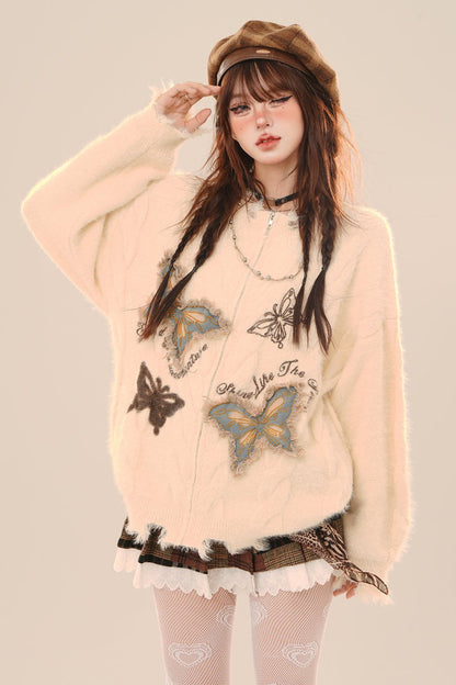 Butterfly Embroidered Loose Top