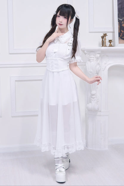 Subculture sheer top + long skirt