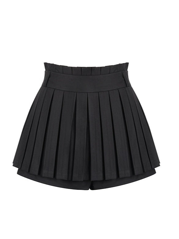 College polo sleeveless top + polo sweater + pleated skirt