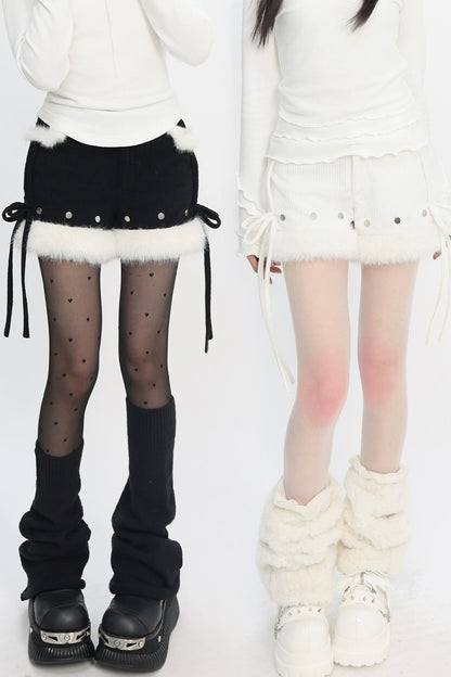 コーデュロイプラッシュファーショートパンツ