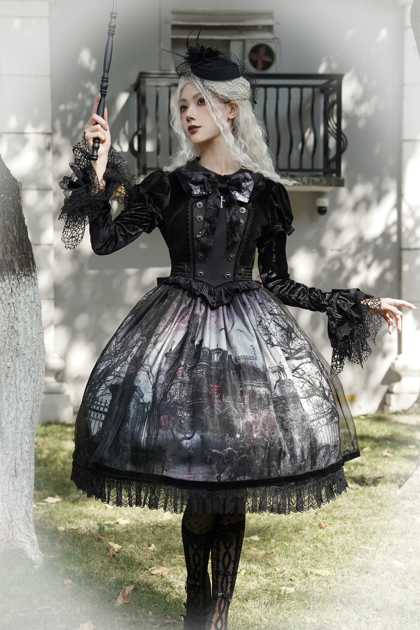 [Deadline for reservation: February 23rd] Horror House Spider Web Gothic Cape Dress