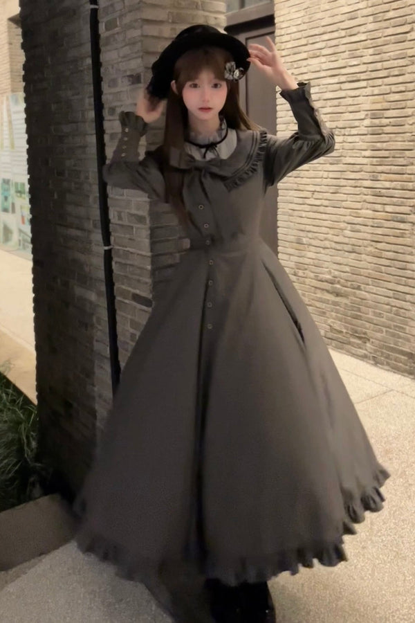 クラシカルモードエレガントレトロロングドレス