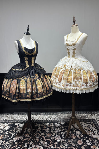【9月28日予約締切】Gothic Lolita Stained Glass Lace Ruffle Corset JSK Dress